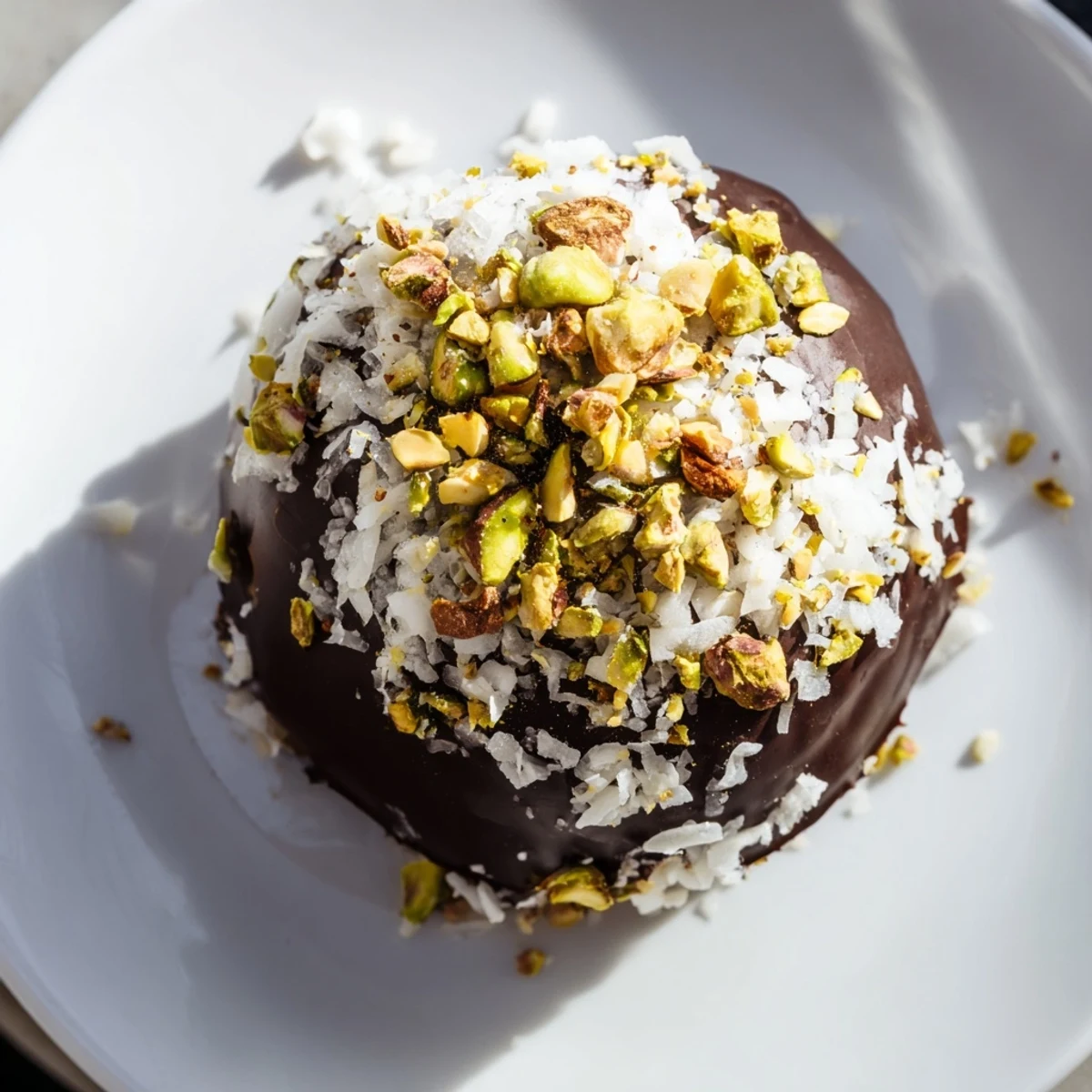 Graham cracker-topped chocolate dipped marshmallows served on a rustic platter.