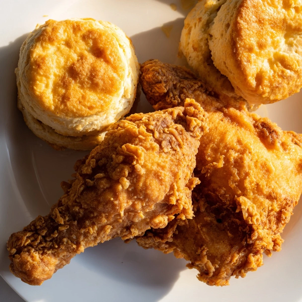 Family-style Southern Fried Chicken with Buttermilk Biscuits ready for a comforting weekend dinner feast.