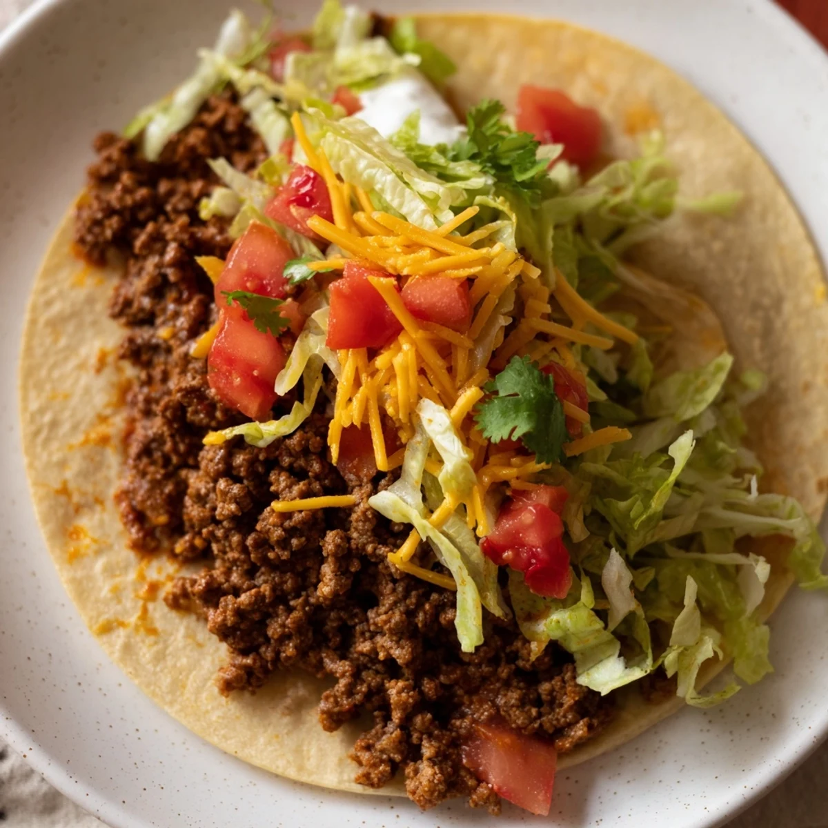 In a U.S. kitchen skillet, juicy beef simmers with a robust homemade taco blend before being piled into soft tortillas for these delicious Beef Tacos with Homemade Taco Seasoning.