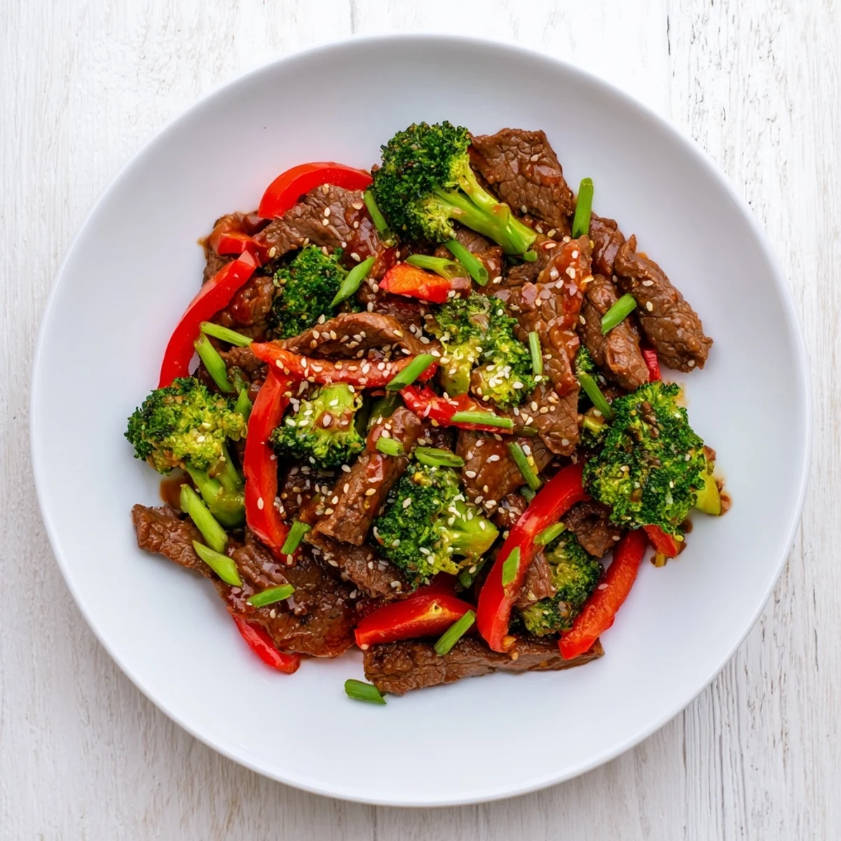 Wok-seared beef and crisp vegetables in a savory sauce for a quick Spicy Beef and Broccoli Stir Fry dinner.