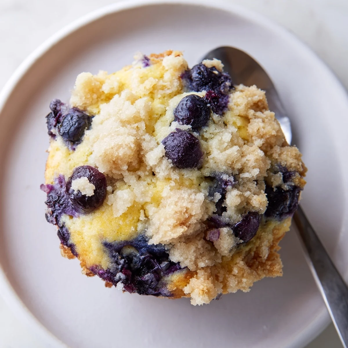 A batch of twelve Lemon Blueberry Muffins with Streusel Topping, warm from the oven and ready to serve with morning coffee or tea.