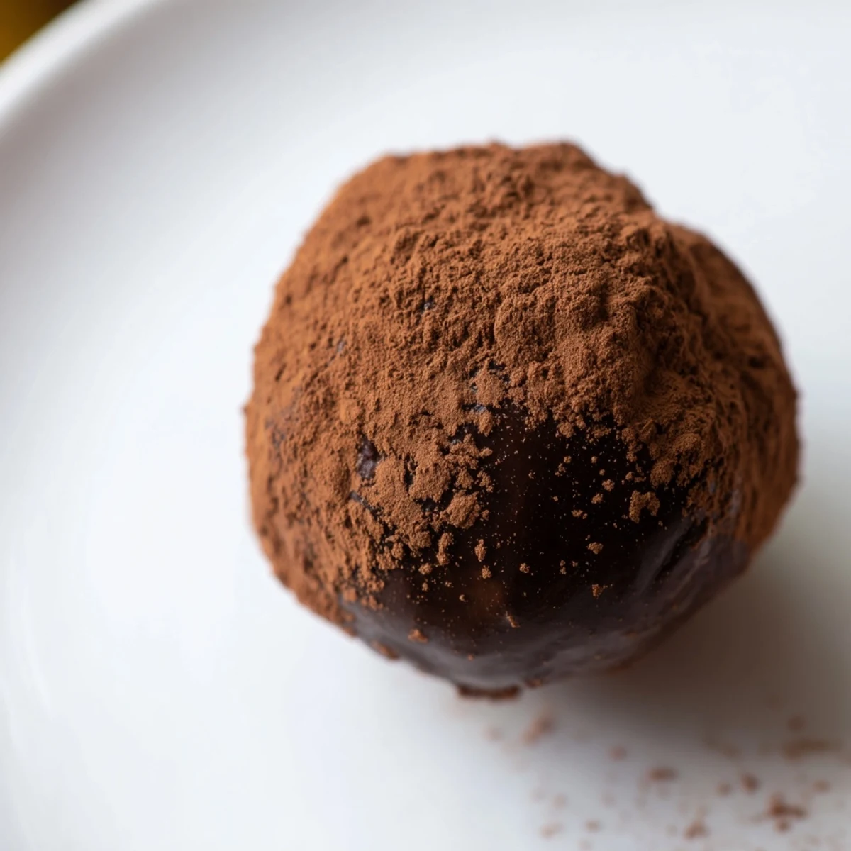 A close-up of Irish Cream Truffles rolled in dark cocoa powder, arranged on a rustic wooden board.