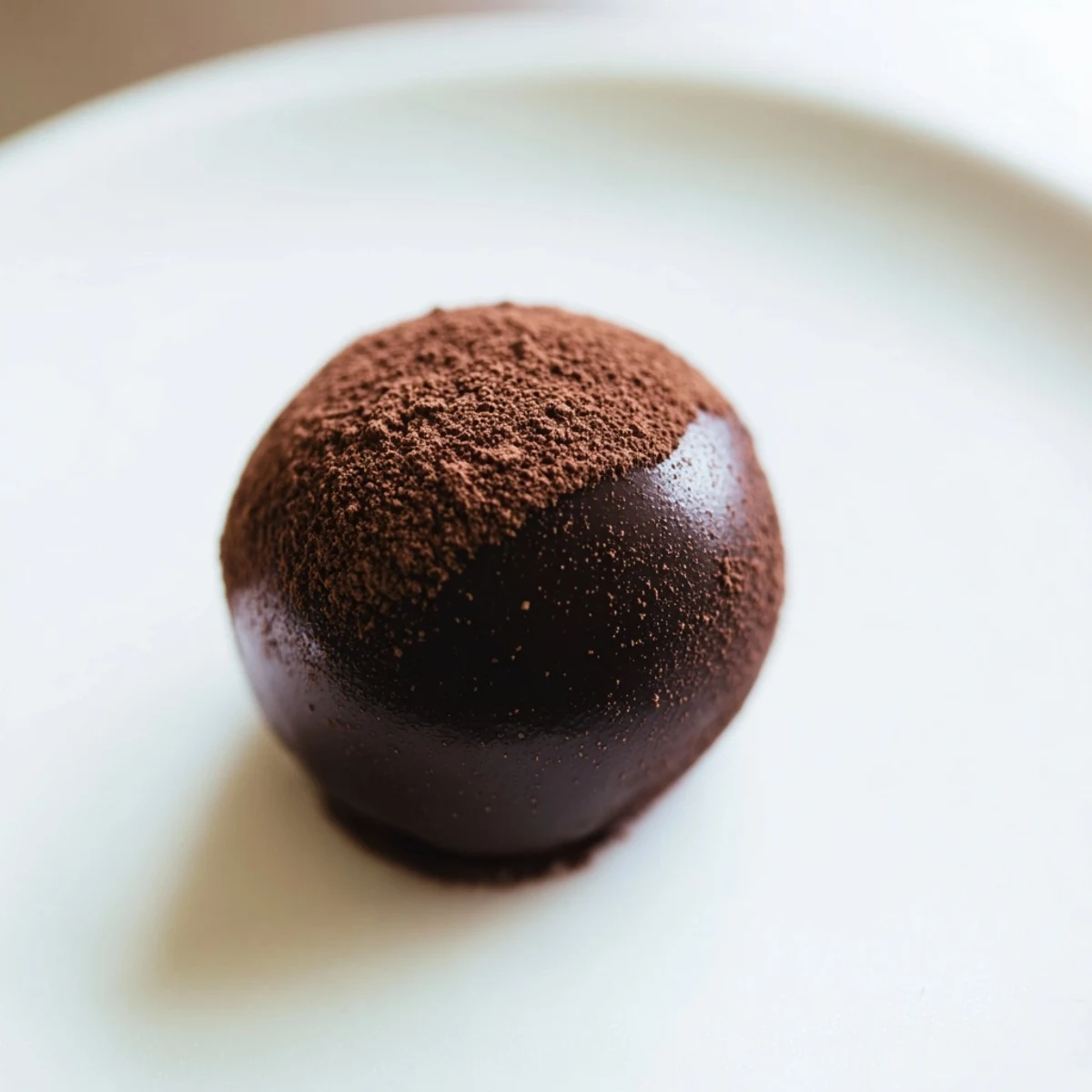 Dark chocolate Irish Cream Truffles coated in cocoa powder sit on a parchment-lined tray for easy serving.