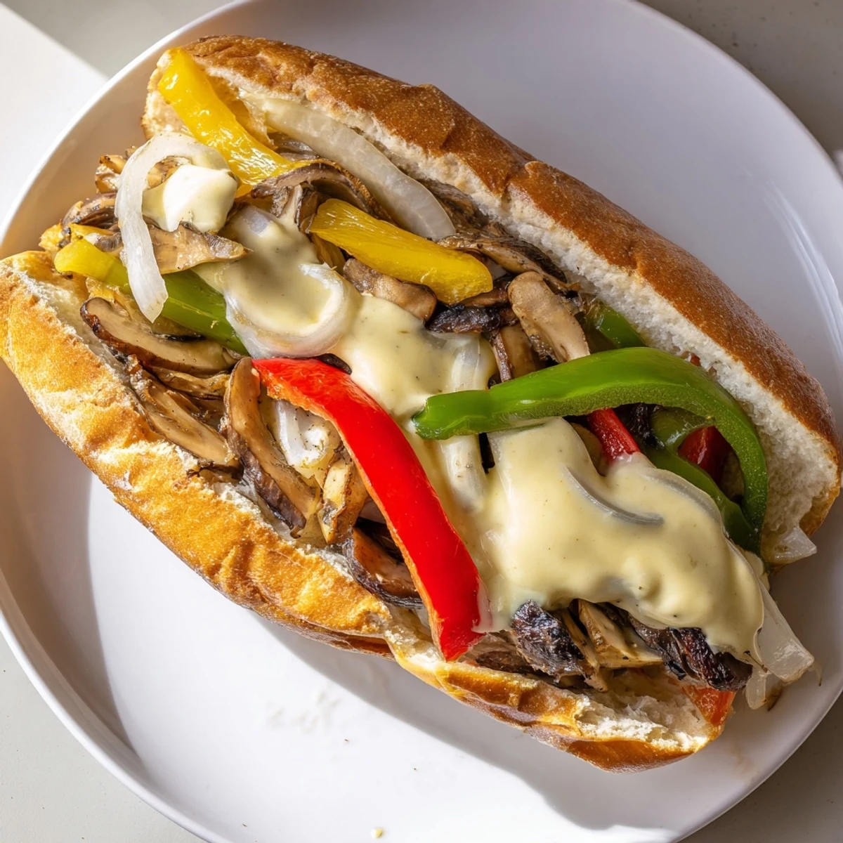 This delicious Vegan Philly Cheesesteaks recipe features savory mushroom filling and a golden toasted hoagie, perfect for a quick weeknight dinner.