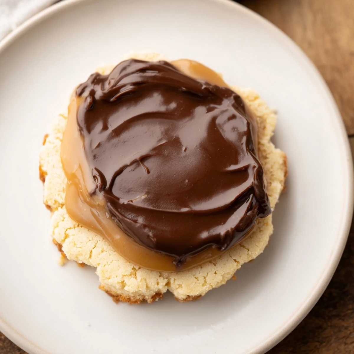Freshly made Twix Cookies arranged on a rustic platter, perfect for parties or afternoon coffee.