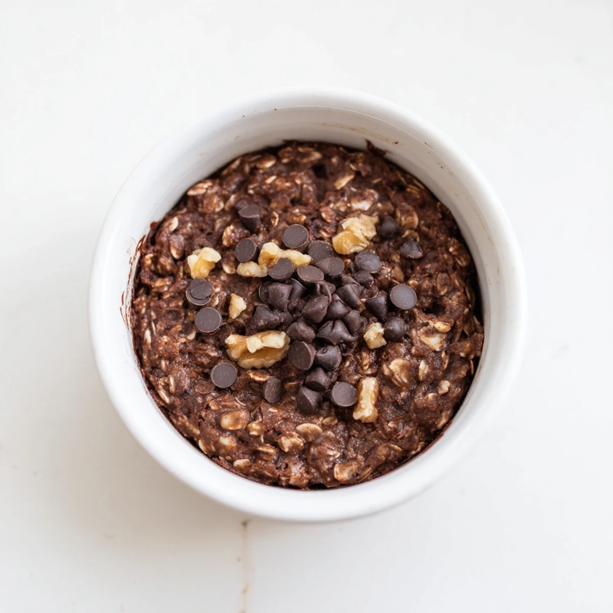 Freshly baked Easy Chocolate Baked Oats with fudgy texture, alongside a steaming cup of coffee on a sunny morning.