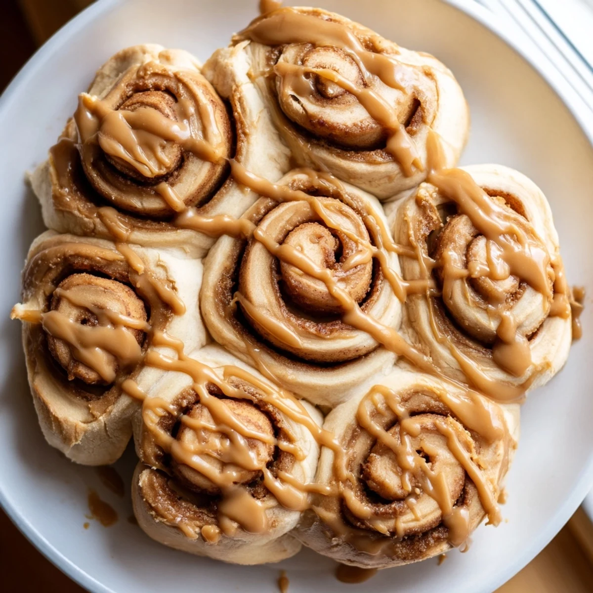 Freshly baked Soft and Gooey Biscoff Cinnamon Rolls, spiraled with cinnamon-sugar and finished with a glossy Biscoff drizzle.