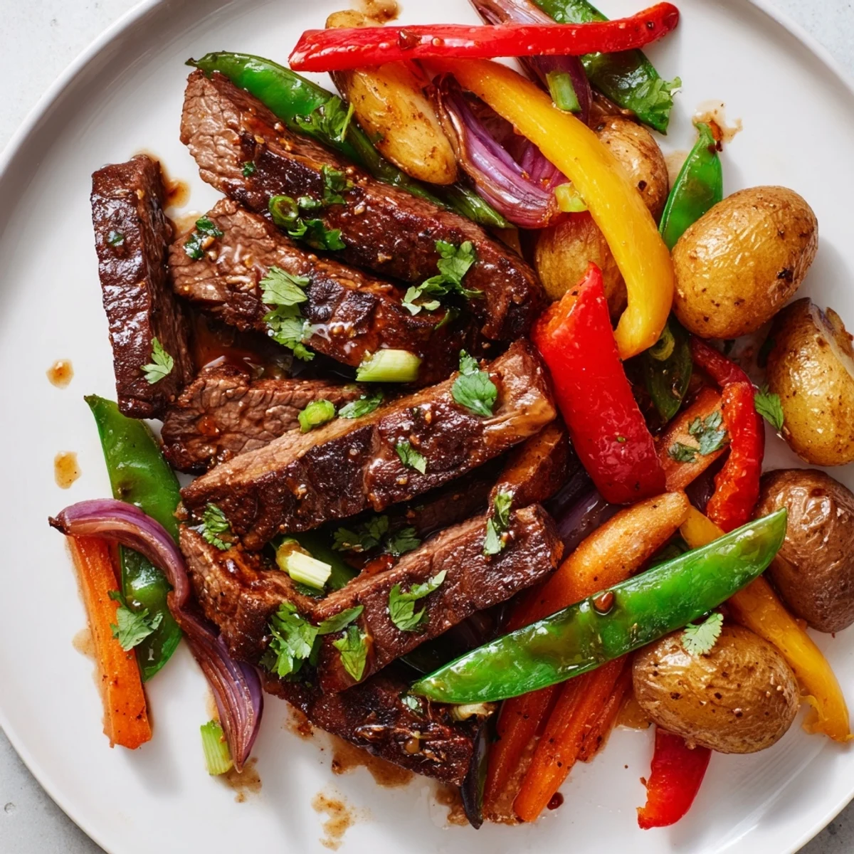 The Blackstone Cowboy Stir Fry Dinner features smoky beef, tender potatoes, and bell peppers for a bold cowboy flavor.