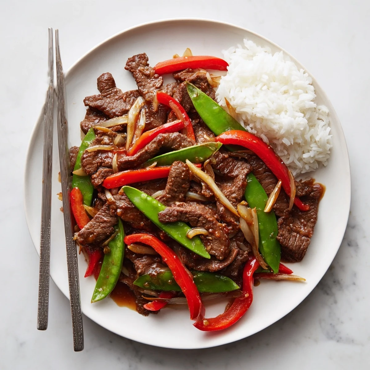 Tender marinated beef wok-tossed with garlic and ginger in a glossy, rich Beef With Oyster Sauce glaze, served over fluffy steamed jasmine rice.