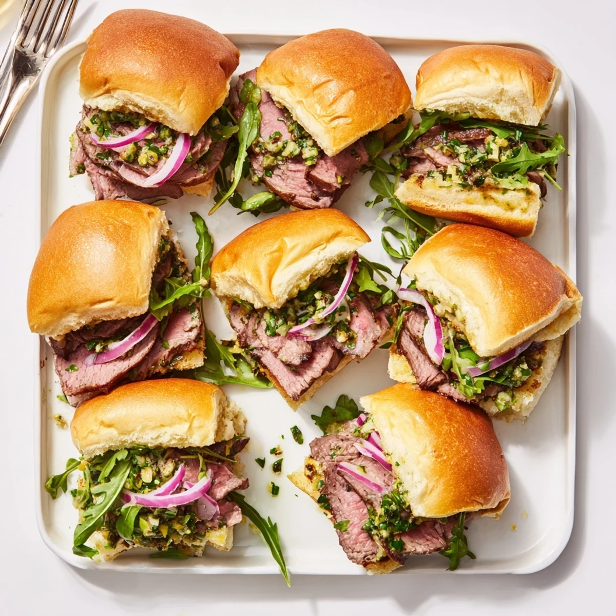 Warm Cowboy Butter Steak Sliders on toasted buns ready for a game day spread.