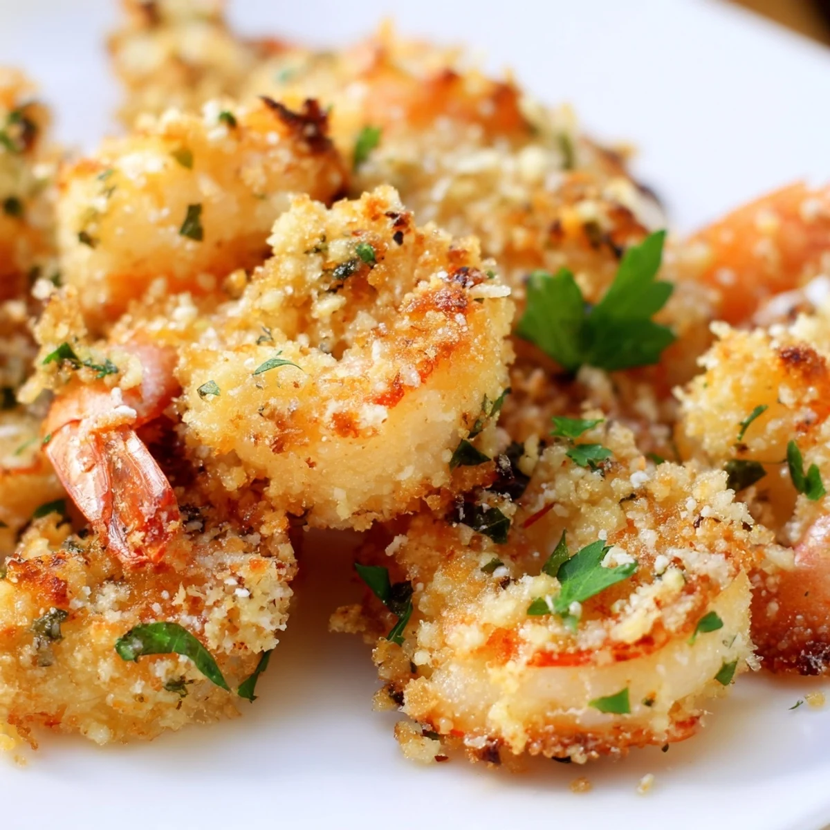 Sizzling Air Fryer Garlic Parmesan Shrimp are served warm in a bowl with lemon wedges for dipping.