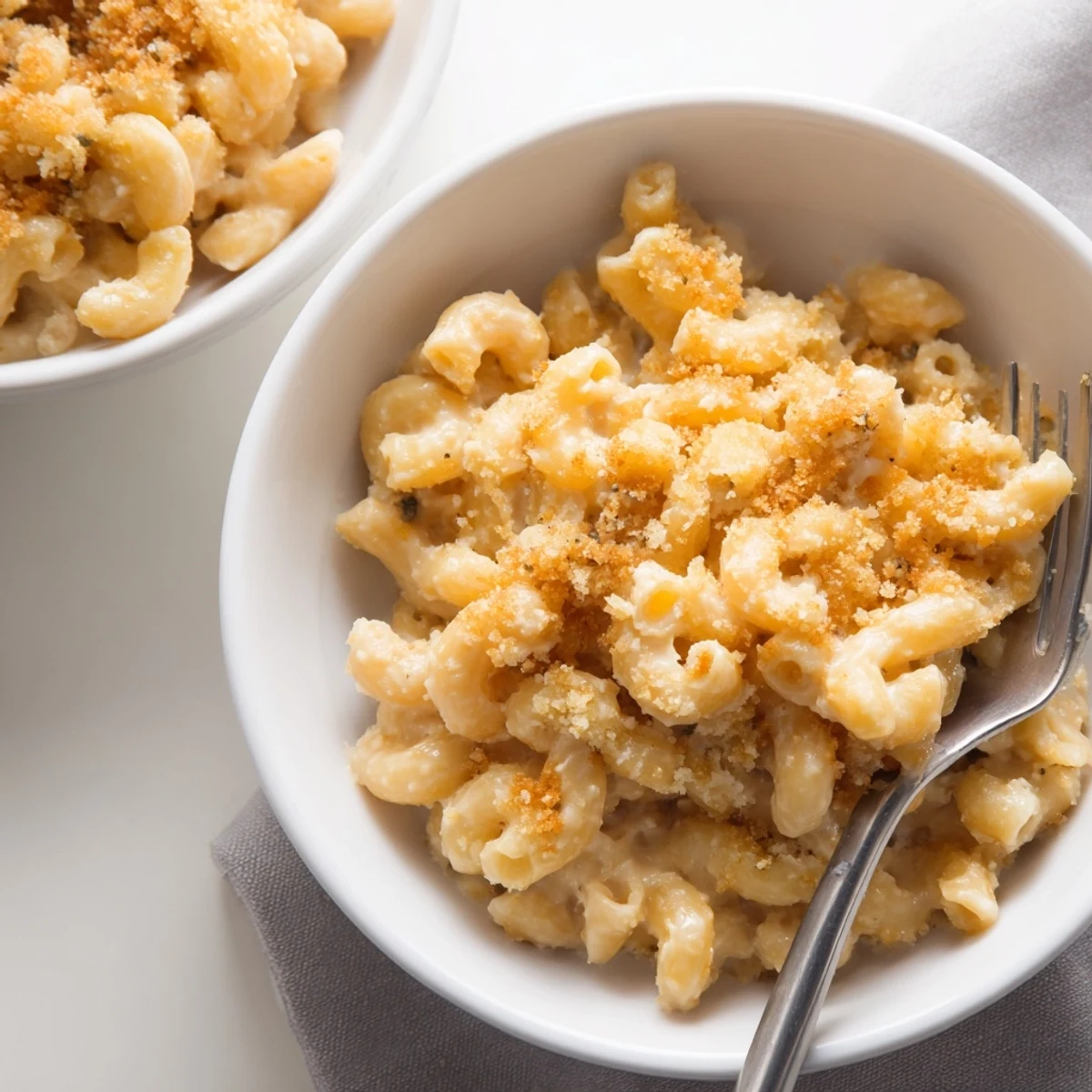 Creamy homemade Boursin mac and cheese with melted garlic herb cheese sauce coating elbow pasta