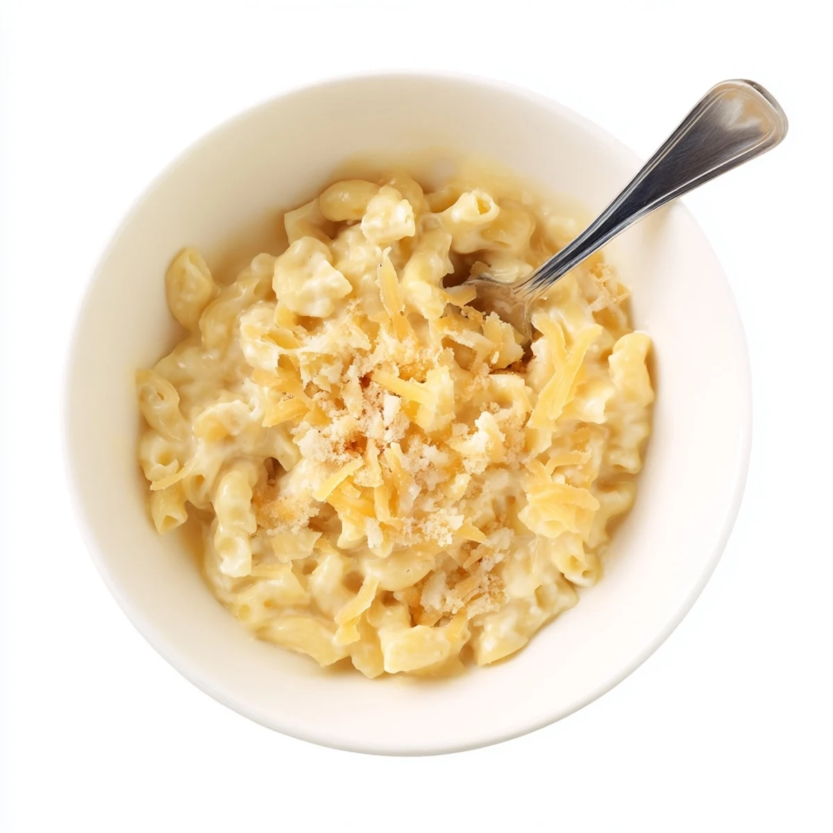 Golden baked Boursin mac and cheese topped with crispy panko breadcrumbs and grated Parmesan