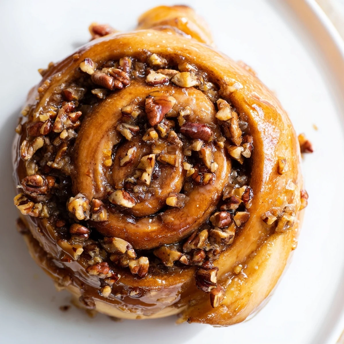Warm Vietnamese cinnamon date sticky buns topped with sweet sticky caramel and toasted pecans