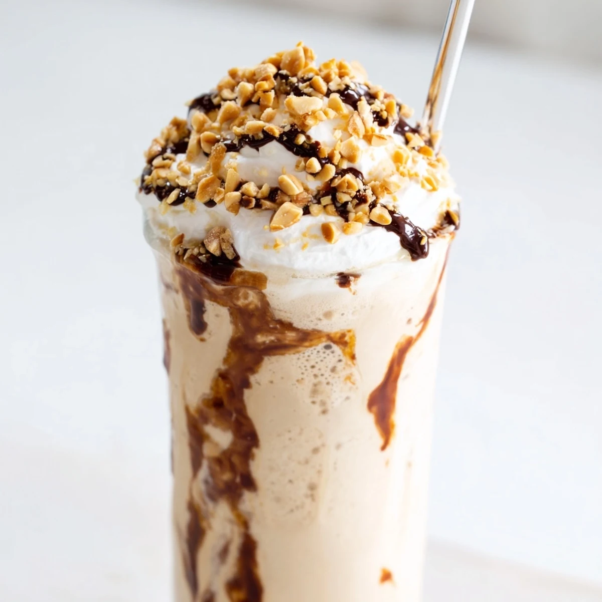 Creamy vanilla ice cream blended with rich peanut butter for this indulgent Five Guys-style peanut butter milkshake dessert