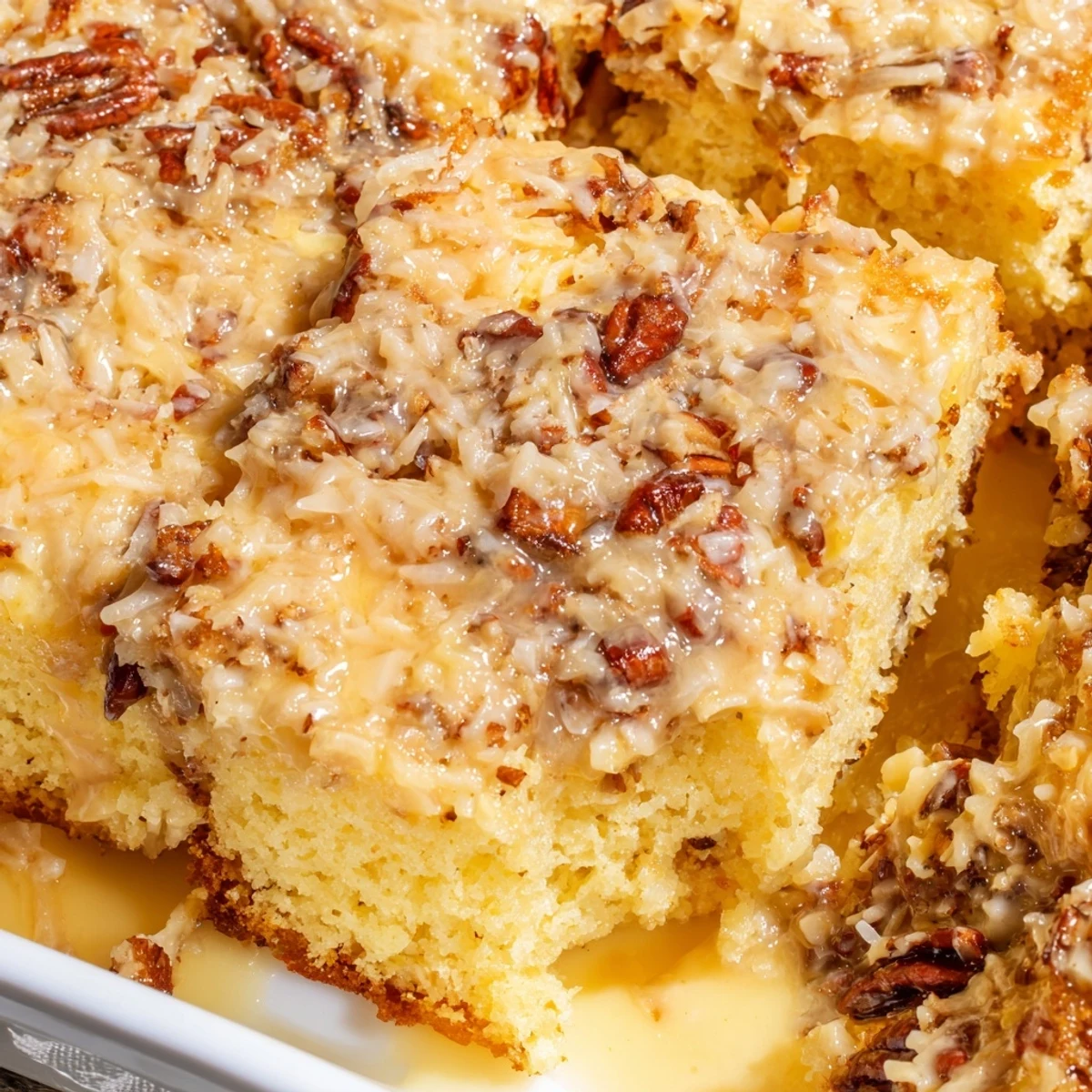 Southern Texas Tornado Cake bursting with pineapple coconut and rich creamy glaze