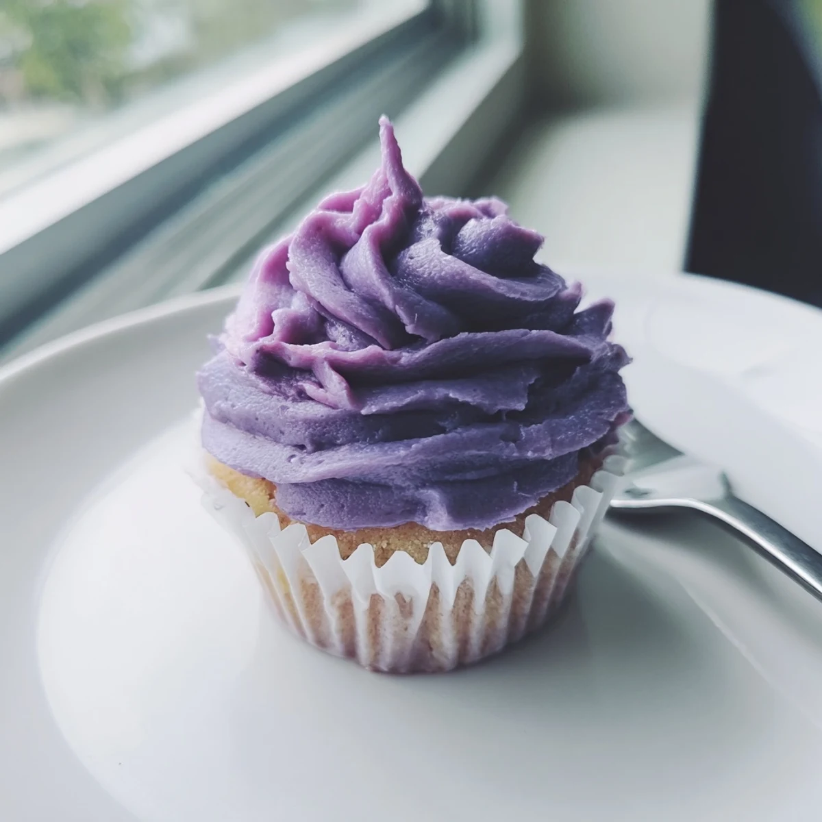 Vibrant grape soda cupcakes with grape buttercream arranged on a serving platter for parties and celebrations.