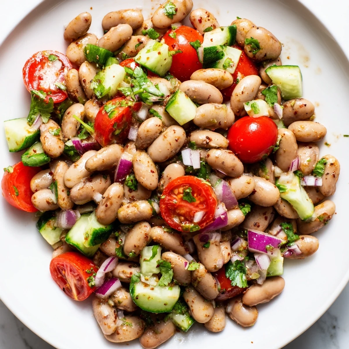 Tender pinto beans tossed with fresh bell pepper, red onion, and cilantro