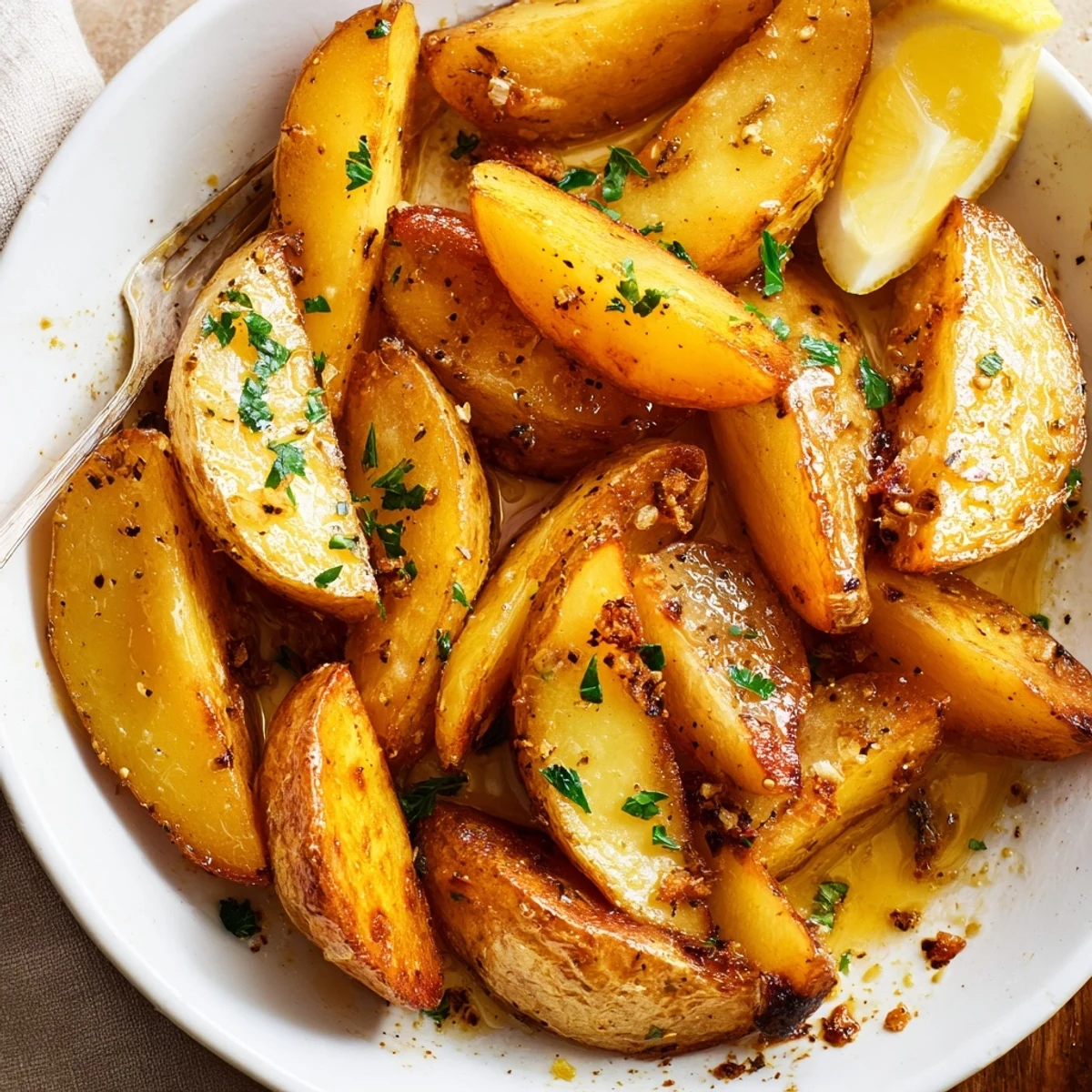 Authentic Greek Lemon Potatoes Recipe: golden wedges, crispy edges and bright lemony aroma