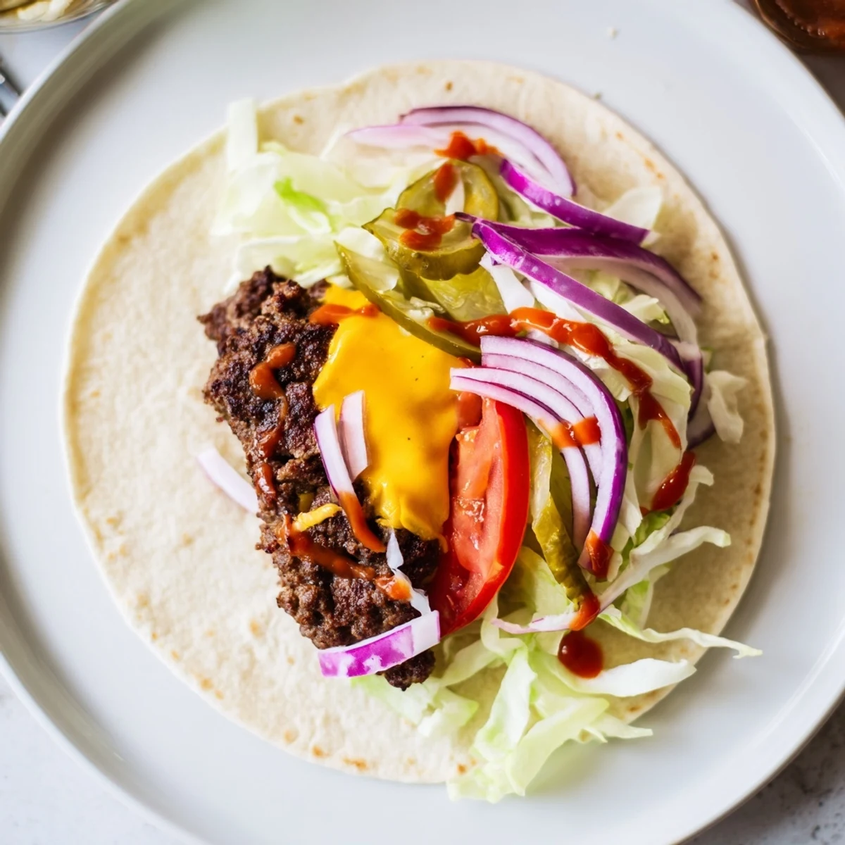 Smash Burger Tacos Recipe: crispy browned beef, melted cheddar tucked in tortillas  