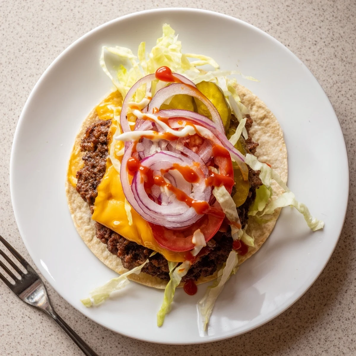 Weeknight Smash Burger Tacos Recipe served warm with crisp lettuce and tangy sauce