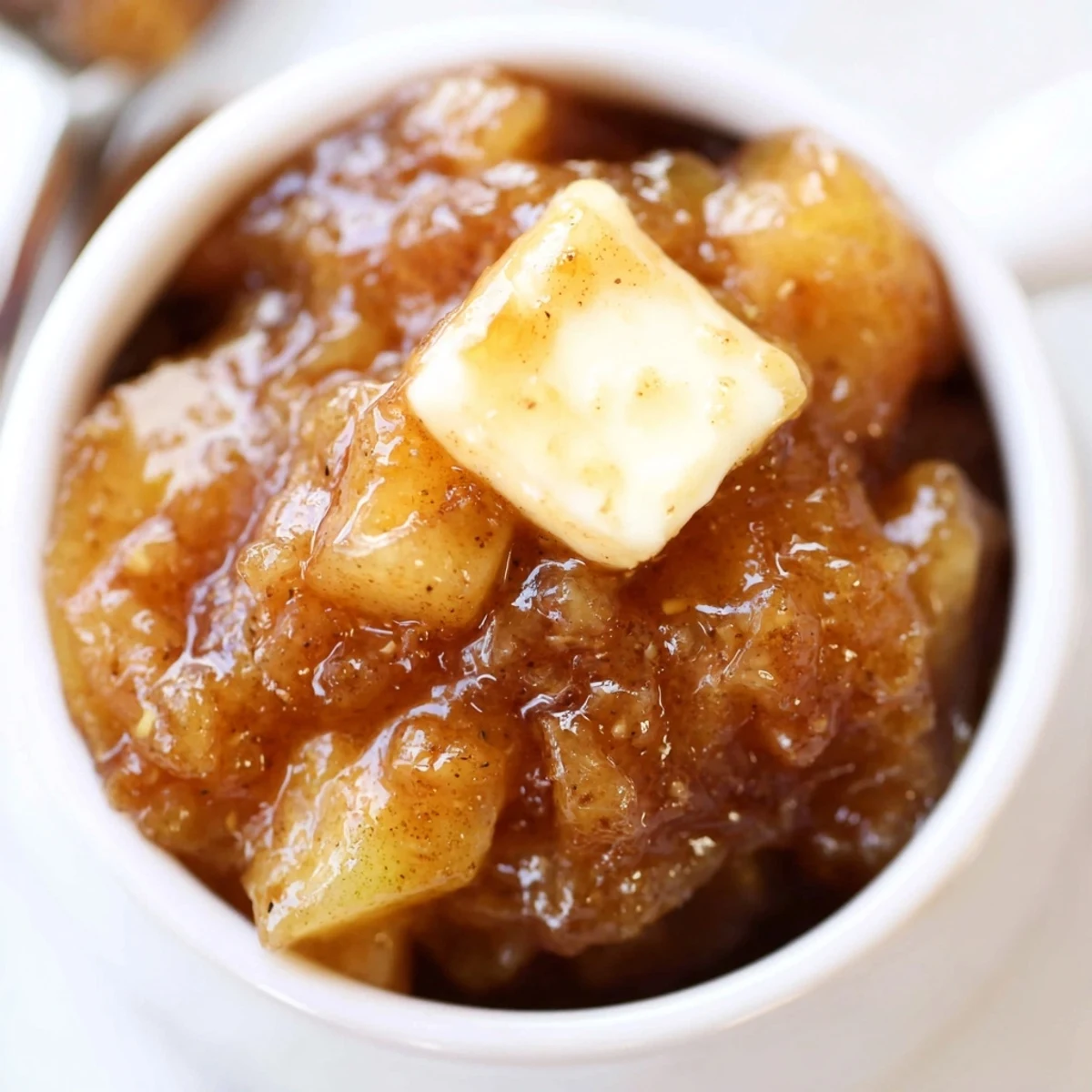 Fall Caramel Apple Jam glistening amber jars, chunky apple texture, cinnamon aroma