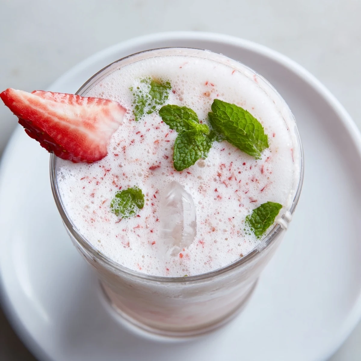 Bright, blended Strawberry Coconut Cooler Recipe with lime, creamy coconut, crushed ice