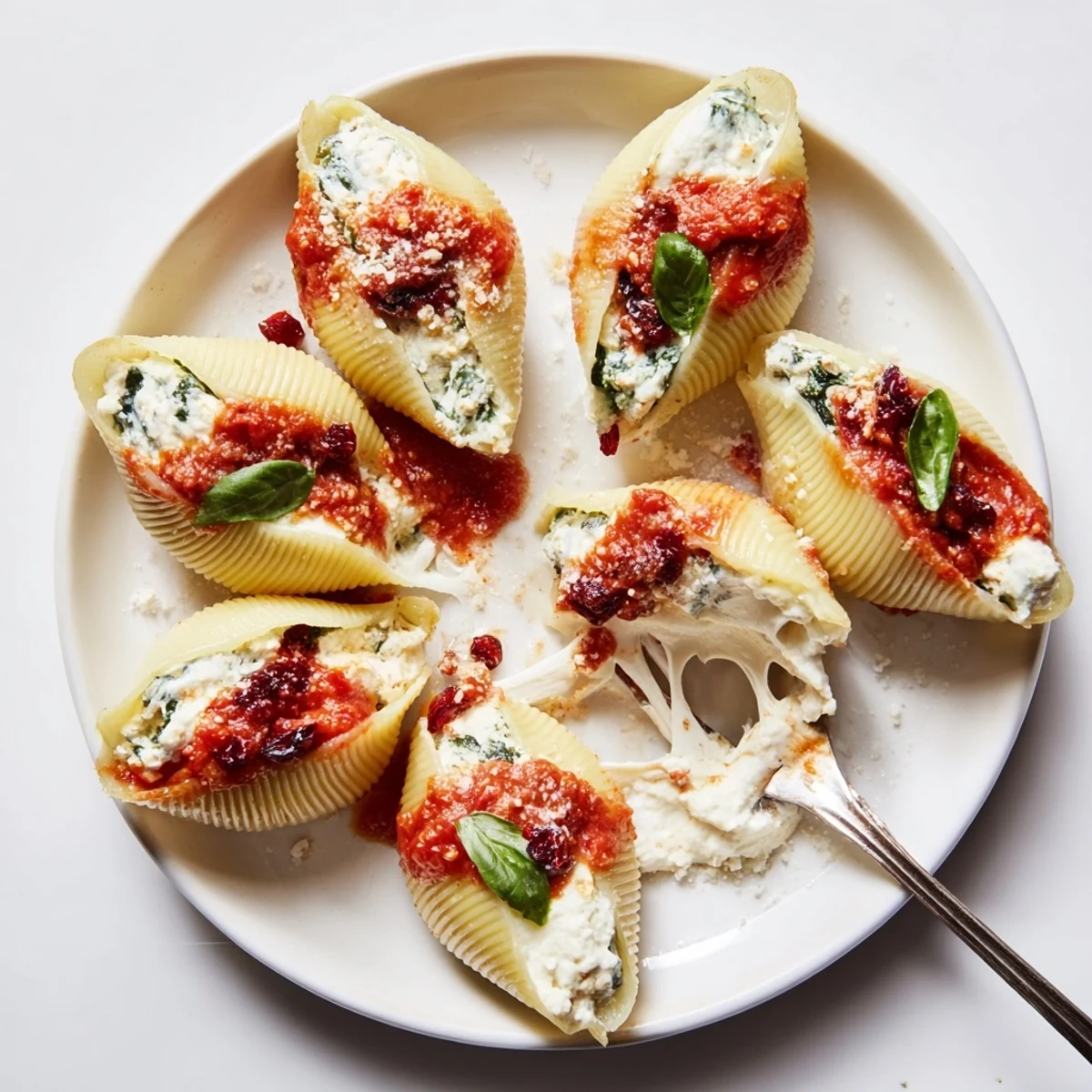 Festive Christmas Stuffed Pasta: creamy ricotta shells with spinach and cranberries