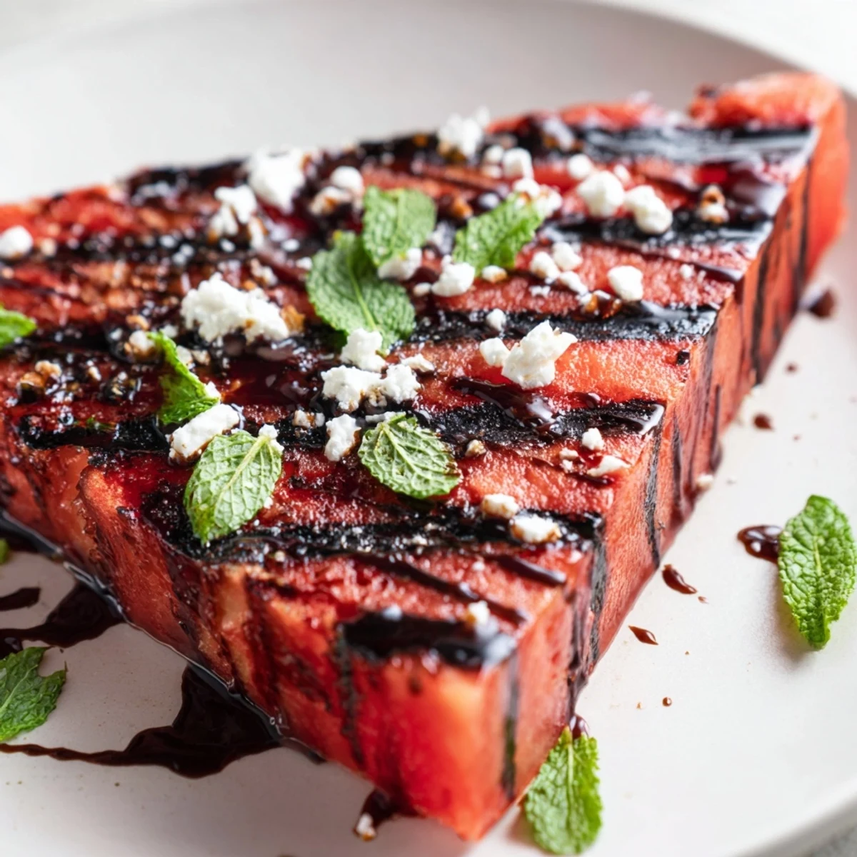Juicy watermelon steak recipe featuring caramelized edges with balsamic glaze and smoked paprika seasoning