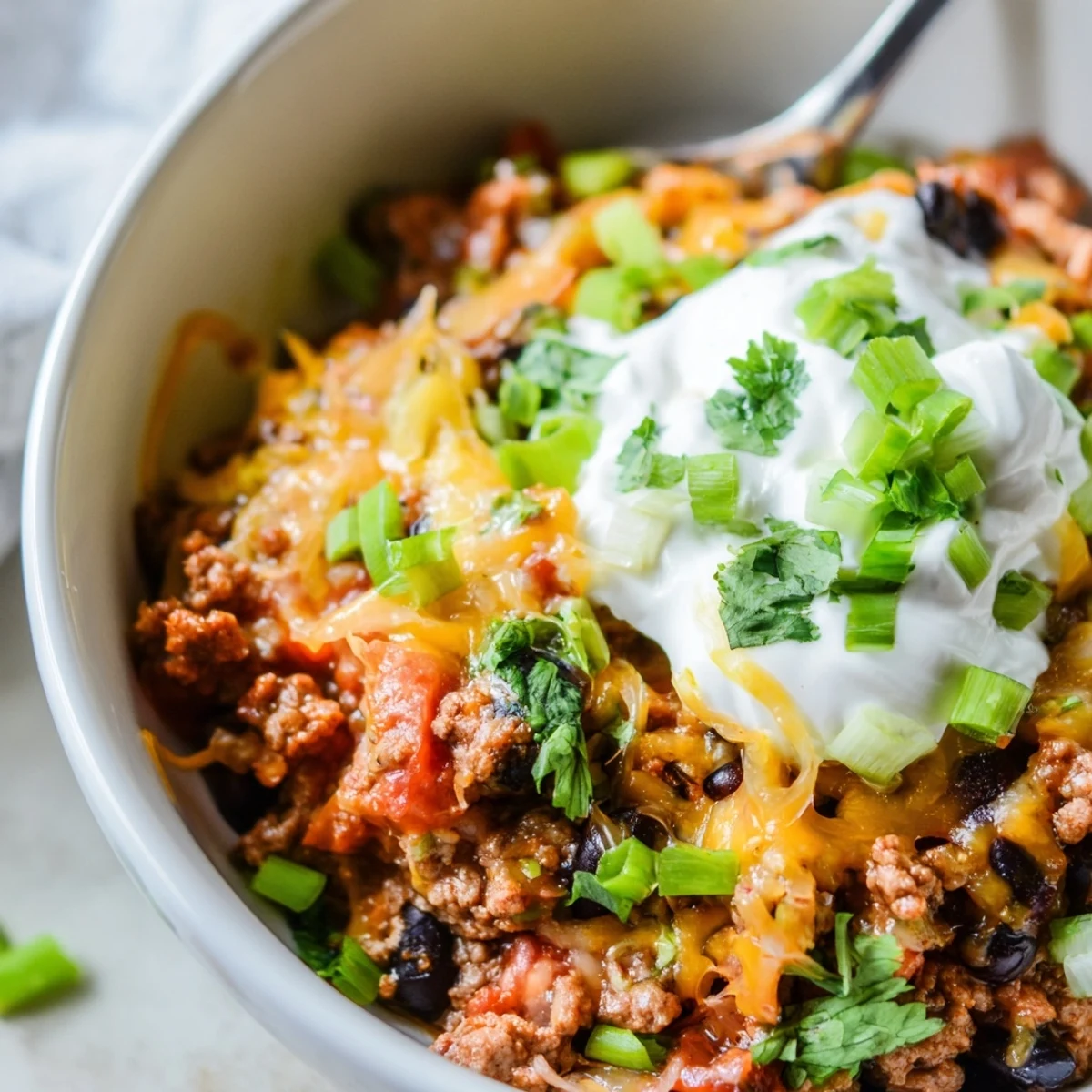 Sizzling hot Super Nachos Dip served with crispy tortilla chips for game day parties