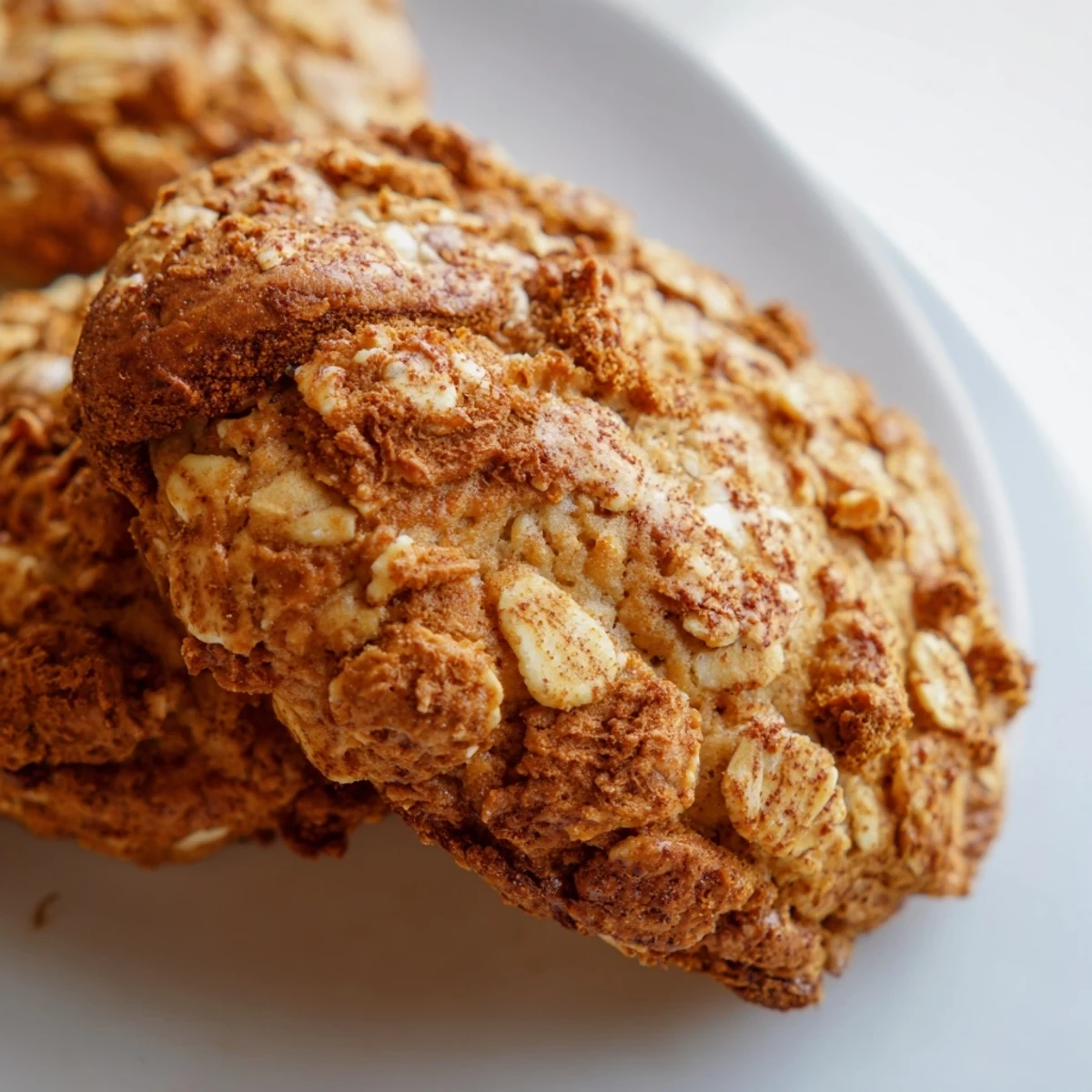 Chewy Biscoff oatmeal cookies featuring crunchy Lotus biscuit bits with soft centers and crisp edges