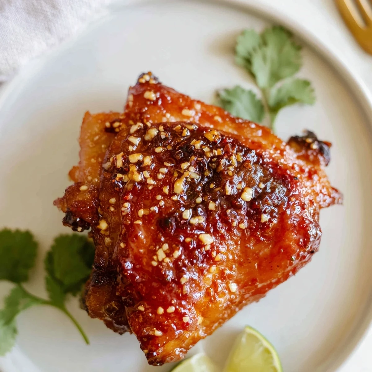 Chipotle Honey Chicken Thighs With Smoked Gouda, golden skin glazed, bubbling cheese.