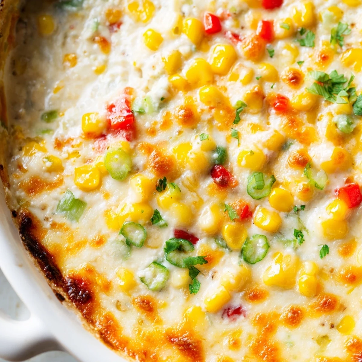 Steaming spoonful of baked creamy corn jalapeño dip stretched with gooey cheese ready for game day